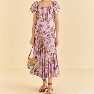NWT Lilac floral monkey short sleeve maxi dress